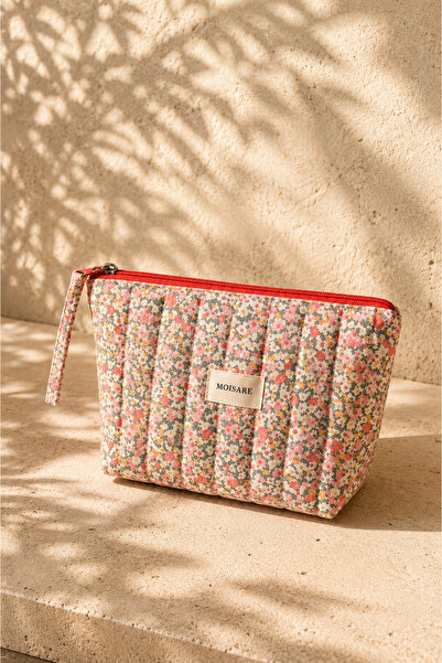 MOISARE Makeup Bag Quilted Organizer - Travel Cosmetic Organizer Zippered Mul...