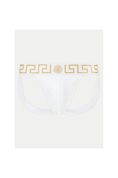 Versace Slipuri jockstrap pentru bărbați AUU01017 1A10011 Alb