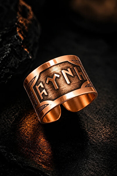 OSMANLI GÜMÜŞ Men's Copper Ring Handmade with Turkish Script in Turkish, Adju...