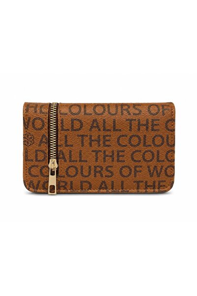 NOUX Black Text Patterned Zippered Unisex Wallet