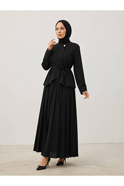 ankanoor Asymmetrical Cut Cupra Skirt-Blouse Set Anka261037