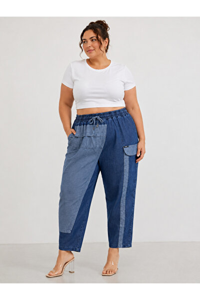 ROZZER Plus Size Cargo Pocket Wrap Waist Elasticized Cuffed Leg Women's Trousers