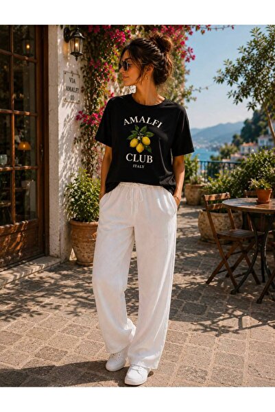 TREND EMMODA تي شيرت نسائي كبير الحجم مطبوع عليه ليمون من Amalfi Clup