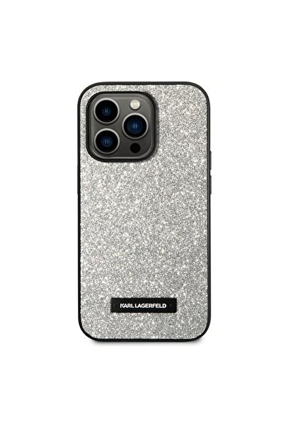Karl Lagerfeld Θήκη με λογότυπο και γκλίτερ για iPhone 14 Pro Max, Ασημί
