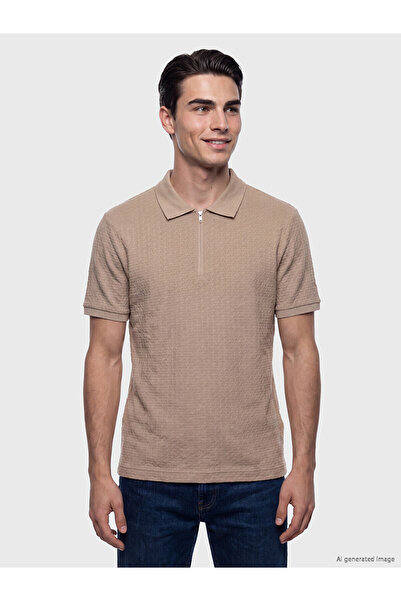 LC Waikiki Peak New Season Polo Collar Textured Men's T-Shirt