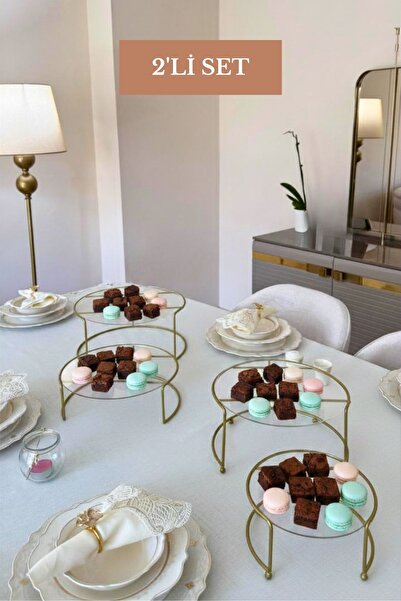 Edora Home مجموعة من 2 وعاء تقديم ذهبي غير لامع كبير الحجم، وعاء تقديم صغير ا...