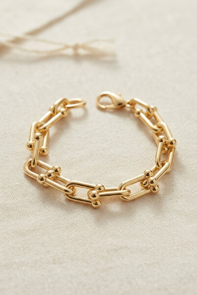 evimdeyokyok Gold Color Brass Tifani Model Women's Bracelet Tj-Bb8824