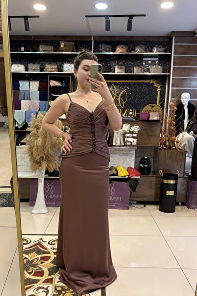 HÜMEYRA BUTİK Top Gathered Satin Dress