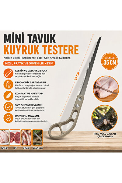 LOACANDLECO Mini Tavuk Kuyruk Testere 35 cm Keskin El Testeresi Kemik Et Tavu...