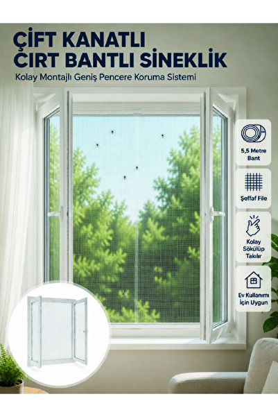 Lisinya Double Winged Velcro Tape Window Screen Easy to Install White Mesh -
