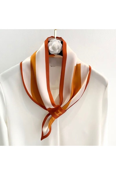EMAYS DESIGN Stripe Patterned Tie Scarf |   Silky Textured Satin Neck Scarf |...