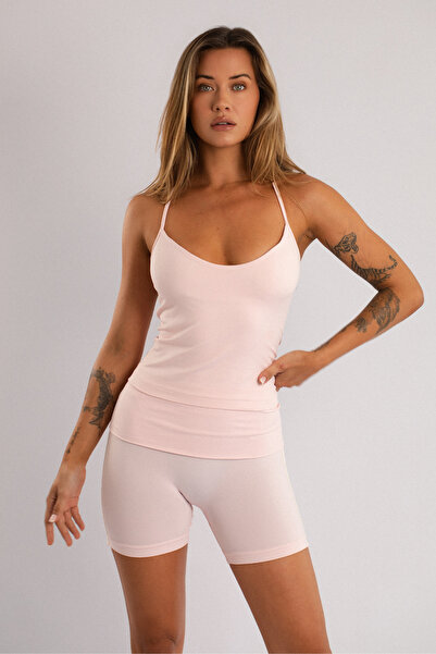 SESEH Crossback Brown Cross Strap Halter Sports Tank Top