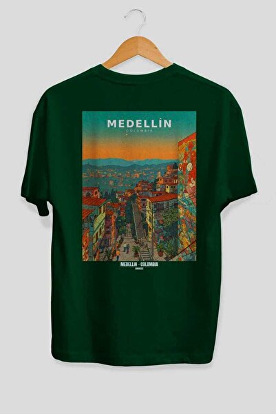 Ankhises Medellin Colombia Green Oversize Country City Back Printed Unisex T-...