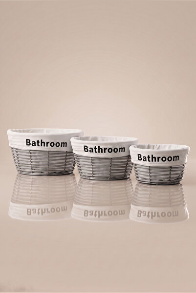 KHAKMA Set of 3 Round Wicker Baskets – Multi-Purpose Organizer with Fabric In...