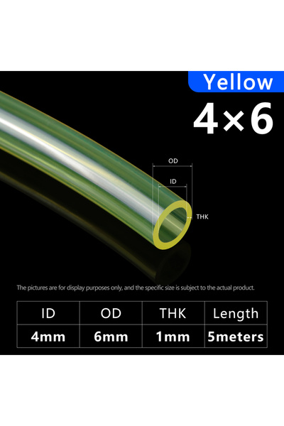 Choice1 4x6mm Yellow 5Meters Yellow/Clear TPU Fuel Gas Hose ID 2/2.5/3/4/5/6/...