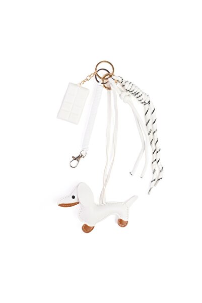 Posete Fagaras Keychain - Cioco Puppy - Plain White, Women's Keychain Made of...