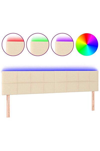 vidaxl Tăblie de pat cu LED, crem, 180x5x78/88 cm, textil