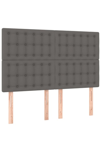 vidaxl Tăblie de pat gri 144x5x118/128 cm piele ecologică