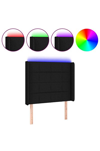 vidaxl Tăblie de pat cu LED, negru, 103x16x118/128 cm, textil