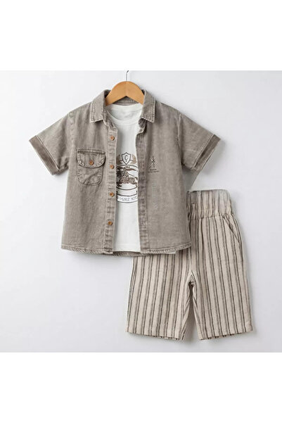 Veraura Lifestyle 1/5 Year Old Muslin Shirt and Linen Shorts 3-Piece Children...