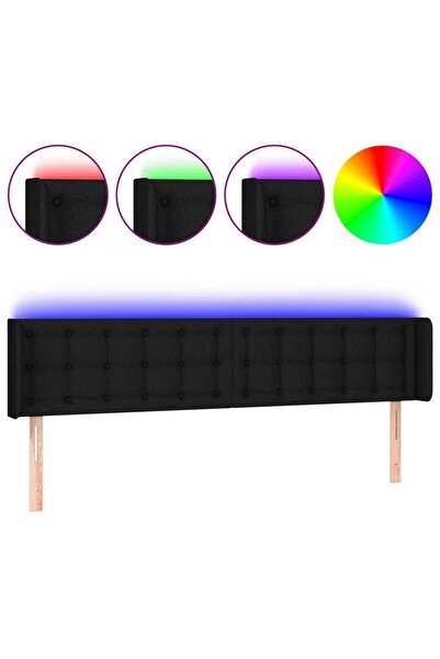 vidaxl Tăblie de pat cu LED, negru, 163x16x78/88 cm, textil