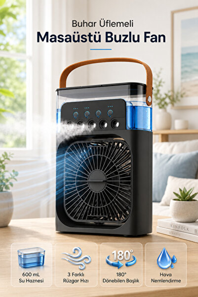 SEYUTECH Masaüstü Buzlu Soğutmalı Fan Buhar Üflemeli Taşınabilir LED Işıklı H...