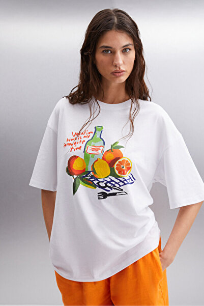 Ornella Studio 180g fine-carded pure cotton short-sleeved T-shirt for women. ...