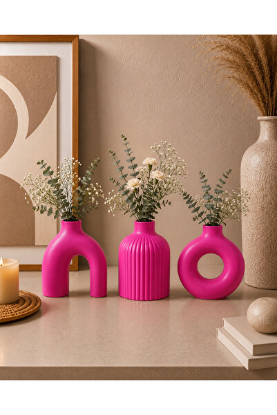 Family Studio İskandinav Tarzı 3’lü Minimal Vazo Set - İskandinav Ev Dekoru