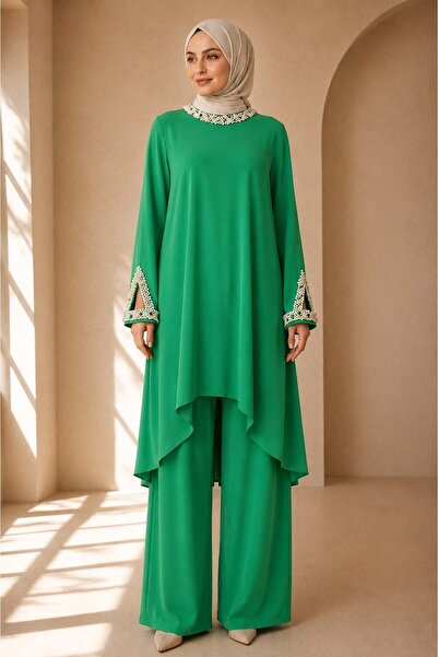 ottoman wear Büyük Beden Pantolonlu Takım Yeşil OTW40945