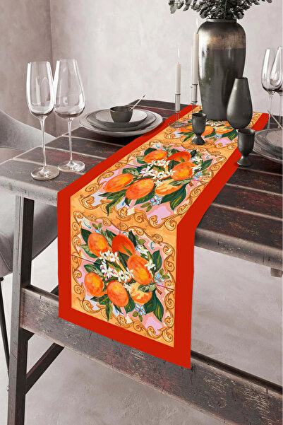DEKOMOD 40X140Cm Woven Stain Resistant Printed Thai Feather Fabric Table Clot...