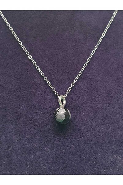 sarıyer silver قلادة من حجر الأوبسيديان الطبيعي، إكسسوار مجوهرات من الفولاذ، ...