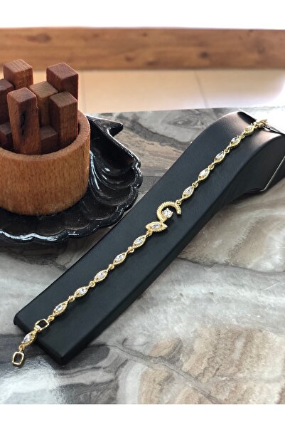 VLDORO D'Oro Xuping Steel Stone Crescent & Shuttle Motif Women's Bracelet -
