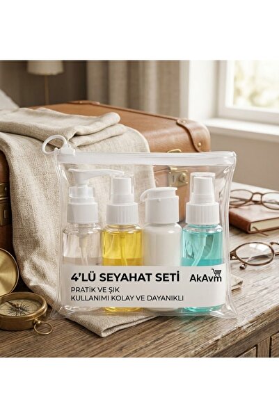 Ak Avm AkAvm 4'lü Pratik Seyahat Boy Kozmetik 50 ml Şişe Seti - 4 Adet 50 ml ...