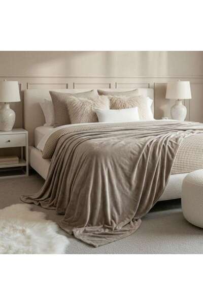 PAN HOME Purecomfort Solid Flannel Blanket 150x200cm - Beige