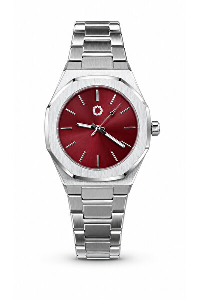 CüzCan Octa Burgundy 42 mm Burgundy Dial Steel Band Unisex Quartz Wristwatch