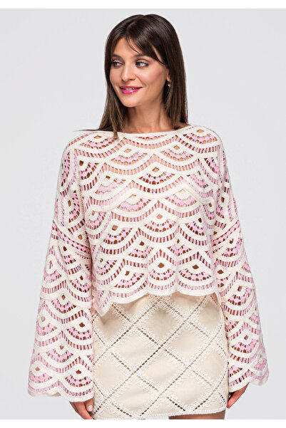 OMBRE Bluză de damă, croială scurtă, decolteu larg OW-TS-E0049
