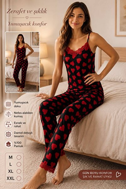 Gizem iç giyim Top and Bottom Pajama Set Soft Lace Detail Quality Product