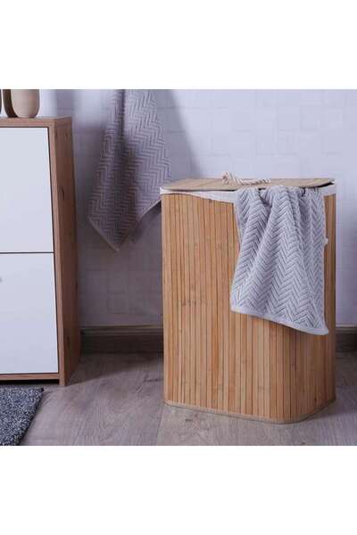 PAN HOME Gervase Foldable Bamboo Laundry Hamper 42X32X60CM-Natural