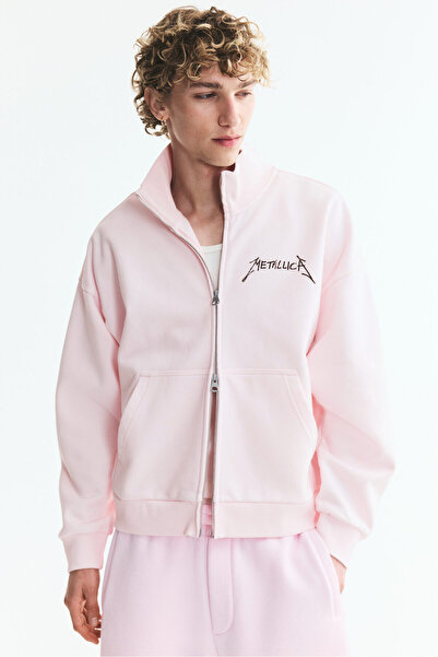 H&M Baskılı ve Fermuarlı Ceket Oversized Fit