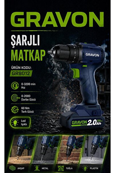 Mur-Cell GRAVON 20V 2AH ŞARJLI MATKAP 60NM