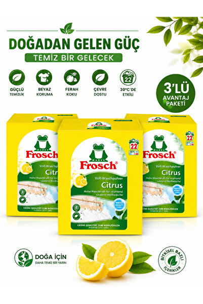 Frosch Citrus Beyazlar İçin Toz Çamaşır Deterjanı 1,45 kg – 22 Yıkama, Bitki ...