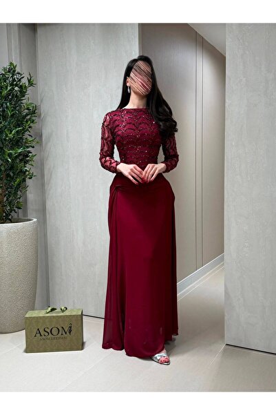 LMAURA burgundy evening dress