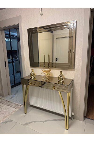 Buket Dekor Güneş Dresuar Aynalı Takım – Özel Gold Kaplama Lüks Dresuar ve Ay...