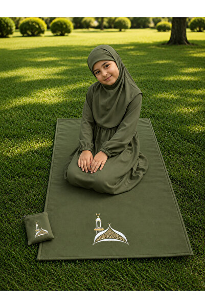 Defkay Girl's Summer Fabric Prayer Dress and Prayer Mat Set with Bag Portable...