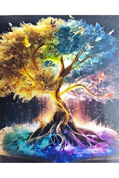 LİVA CRAFT Art & Craft Diamond Mosaic Painting, 30X40 Colorful Tree Bead Glui...