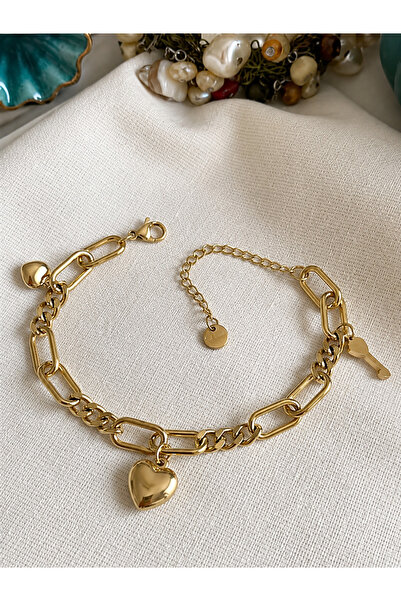 Haziran Accessory, Chain Steel Women's Bracelet with Charm