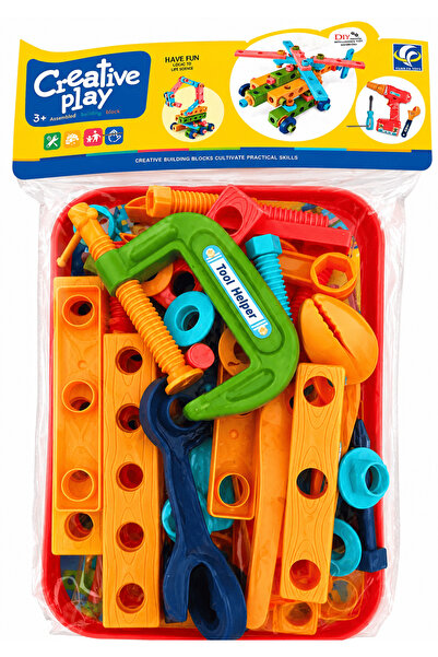 YUAN FA TOYS مجموعة ألعاب أدوات الهندسة والبناء للأطفال مع صينية تفاعلية لتجم...