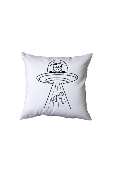 Beramussa Cow Using Ufo and Alien Pillow, Funny Gift