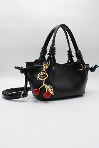 LASSO Women's Black Knot Detailed Crossbody Hand and Shoulder Bag with Cherry...