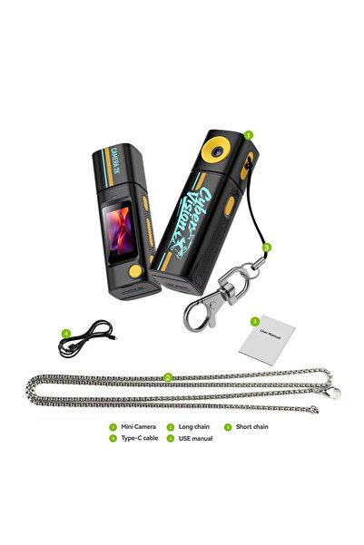 choice2 NO TF Card Black Ourlife 2K Thumb Camera 230 ° Flip the Lens Mini Dig...